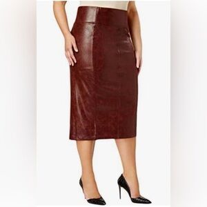 Seven7 classy suede brown midi pencil skirt